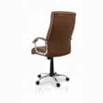 Chaise de bureau ergonomique en simili cuir marron avec accoudoirs chromés – Image 4