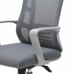 Chaise de bureau ergonomique maille grise avec dossier haut et roulettes – Image 4