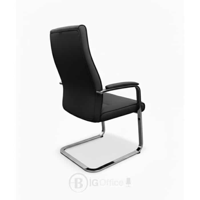 Chaise visiteur en simili cuir noir avec piètement chromé – Confort & Élégance – Image 3