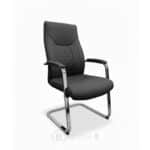 Chaise visiteur en simili cuir noir avec piètement chromé – Confort & Élégance