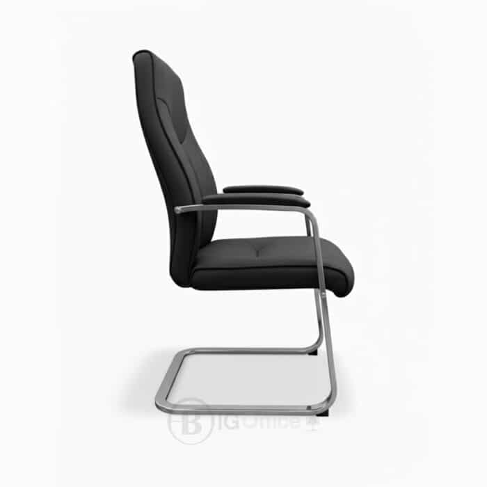 Chaise visiteur en simili cuir noir avec piètement chromé – Confort & Élégance – Image 2
