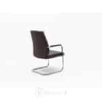 Ensemble fauteuil de direction et chaises visiteurs en similicuir marron foncé – Piètement chromé – Image 5