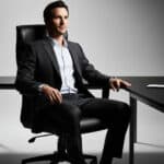 Fauteuil de bureau ergonomique en similicuir noir avec accoudoirs réglables – Image 9
