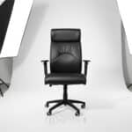 Fauteuil de bureau ergonomique en similicuir noir avec accoudoirs réglables – Image 5