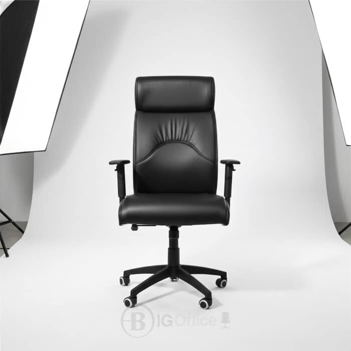 Fauteuil de bureau ergonomique en similicuir noir avec accoudoirs réglables – Image 5