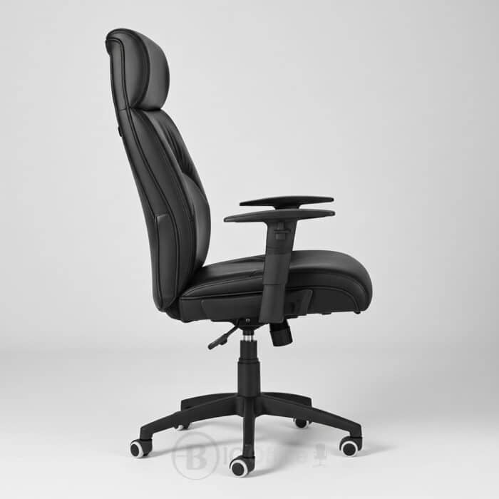 Fauteuil de bureau ergonomique en similicuir noir avec accoudoirs réglables – Image 3