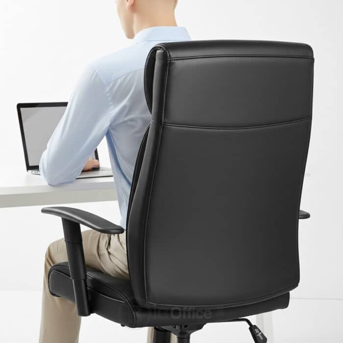 Fauteuil de bureau ergonomique en similicuir noir avec accoudoirs réglables – Image 7