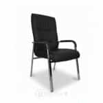 Fauteuil visiteur noir en similicuir avec piétement chromé