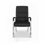 Fauteuil visiteur noir en similicuir avec piétement chromé – Image 2