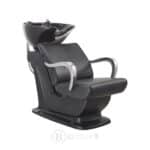 Lave-tête coiffure professionnel avec fauteuil en simili cuir – Bac de lavage inclinable avec évier en céramique – Noir