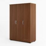 Armoire de rangement en bois MDF effet noyer – 3 portes élégantes pour bureau ou maison – Image 4