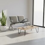 Banquette d’accueil 2 places en métal et simili cuir – Design moderne et confortable – Image 6