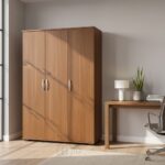 Armoire de rangement en bois MDF effet noyer – 3 portes élégantes pour bureau ou maison – Image 6