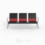 Banquette d’accueil 3 places design noir et rouge – structure métallique chromée – Image 2