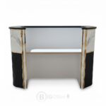 Comptoir d’accueil moderne noir et marbre blanc avec finition dorée – Big Office – Image 6