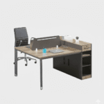 Bureau Double Poste Moderne en Bois et Métal – Modèle Marguerite