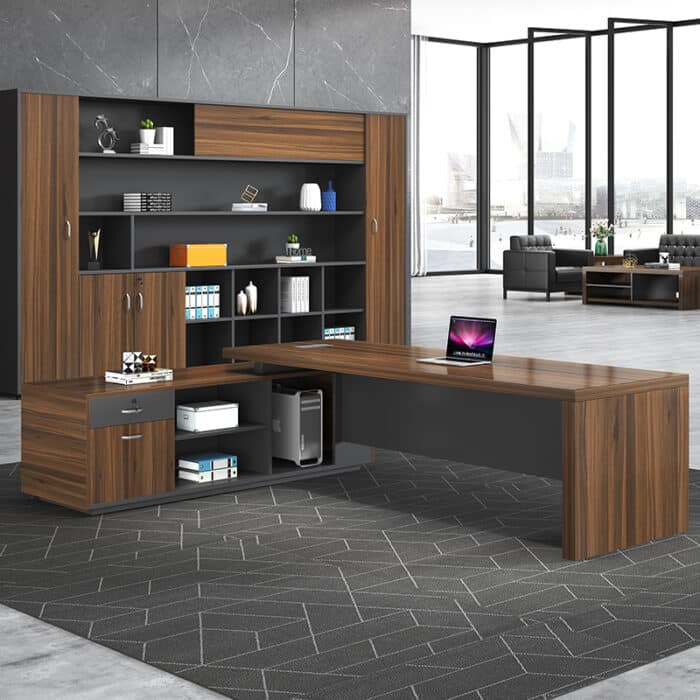 Bureau exécutif haut de gamme 240 cm avec caisson latéral