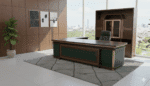 Mobilier de direction royal en bois MDF et cuir vert