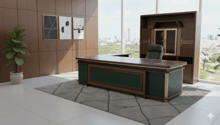 Mobilier de direction royal en bois MDF et cuir vert
