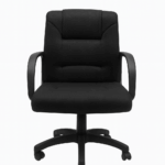 Chaise de bureau en tissu noire avec accoudoirs – confort et design professionnel