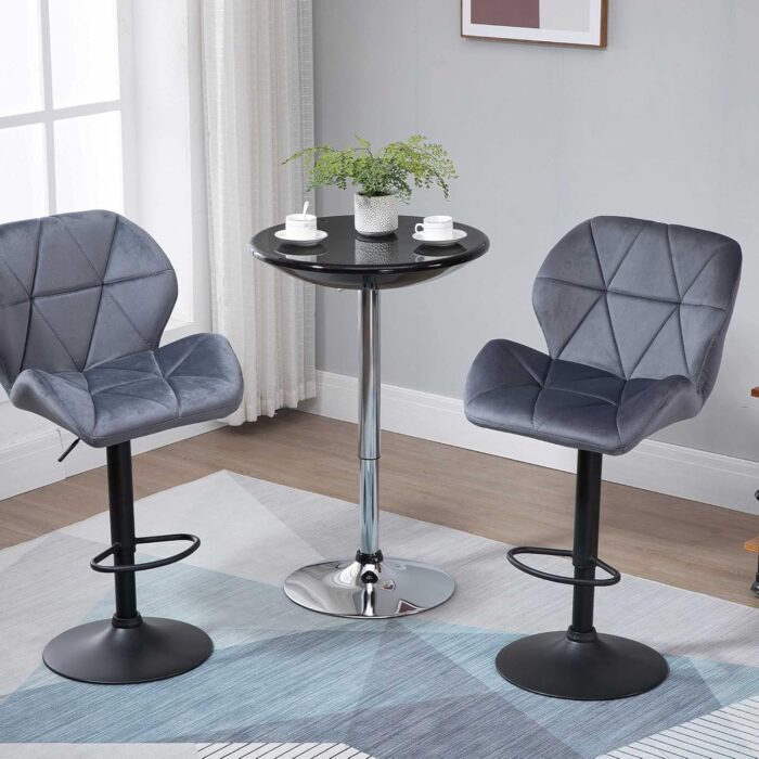 Table de réunion haute réglable – Plateau ABS noir brillant et pied chromé – Image 7