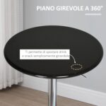 Table de réunion haute réglable – Plateau ABS noir brillant et pied chromé – Image 2