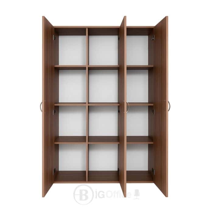 Armoire de rangement en bois MDF effet noyer – 3 portes élégantes pour bureau ou maison – Image 2