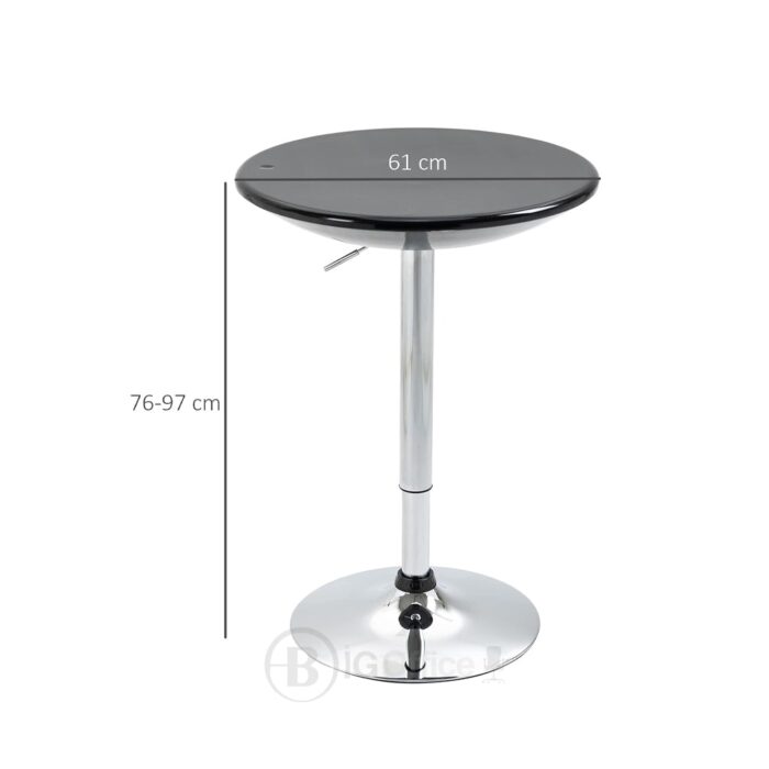 Table de réunion haute réglable – Plateau ABS noir brillant et pied chromé – Image 6