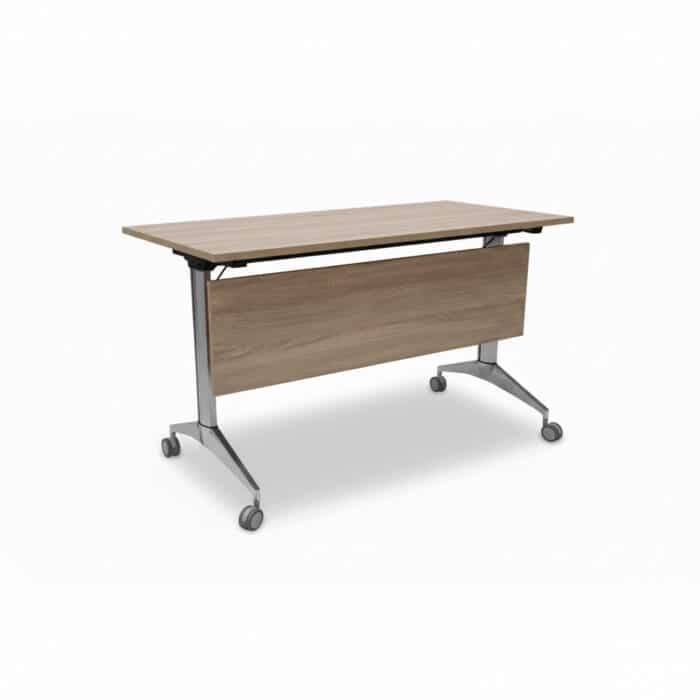Table modulable et pliante avec roulettes – Plateau chêne clair – Image 2