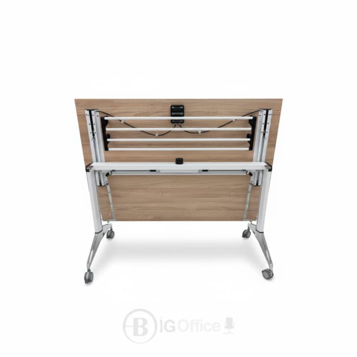 Table modulable et pliante avec roulettes – Plateau chêne clair – Image 3