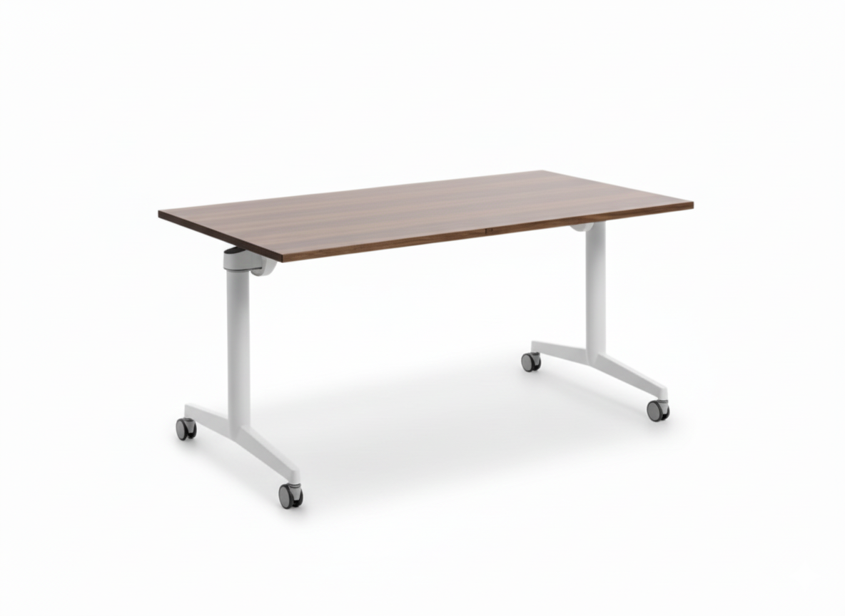 Table pliante modulable 140x80 cm plateau bois piètement blanc Maroc