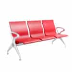 Banquette d’accueil 3 places en PU – Siège d’attente design rouge avec structure métallique