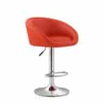 Chaise de bar design rouge – Assise simili cuir avec pied chromé réglable