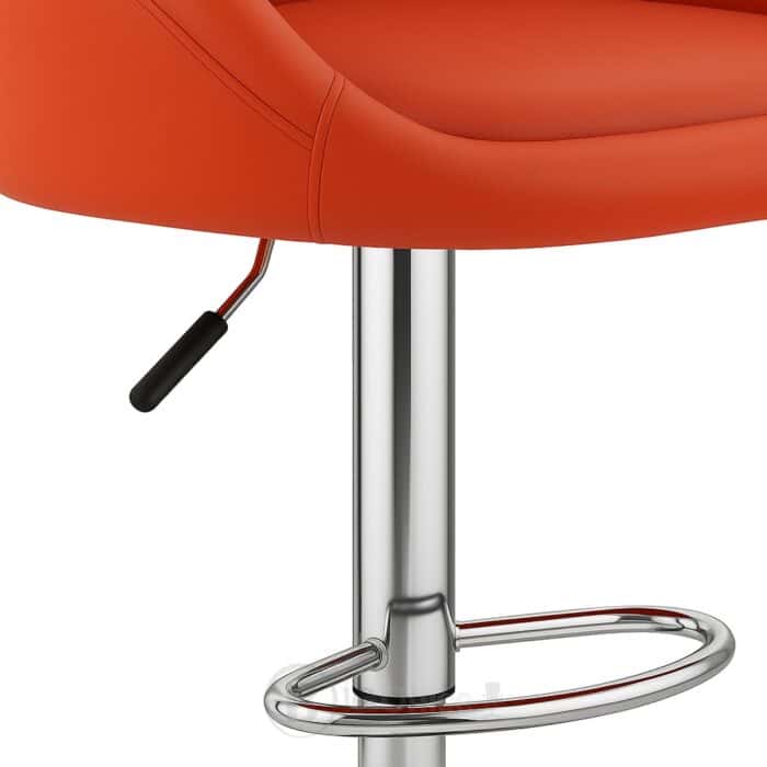Chaise de bar design rouge – Assise simili cuir avec pied chromé réglable – Image 2