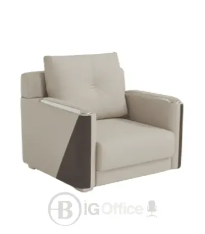 Fauteuil d’accueil moderne en similicuir beige et marron