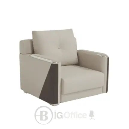 Fauteuil d’accueil moderne en similicuir beige et marron