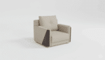 Fauteuil d’accueil moderne en similicuir beige et marron – Design professionnel – Image 2