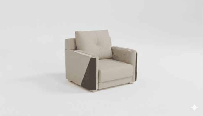 Fauteuil d’accueil moderne en similicuir beige et marron – Design professionnel – Image 2