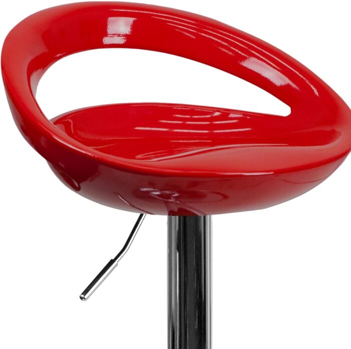 Tabouret de Bar Design Rouge – Hauteur Réglable & Socle Chromé – Image 2