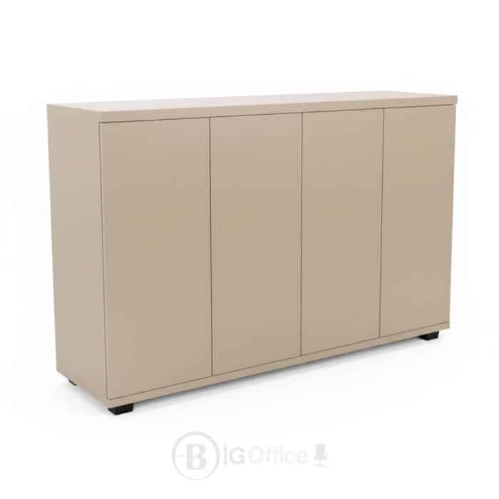 Armoire de bureau 4 portes battantes en MDF - Fermeture touche lâche - Coloris beige sablé – Image 2