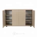 Armoire de bureau 4 portes battantes en MDF - Fermeture touche lâche - Coloris beige sablé