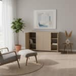 Armoire de bureau 4 portes battantes en MDF - Fermeture touche lâche - Coloris beige sablé – Image 4