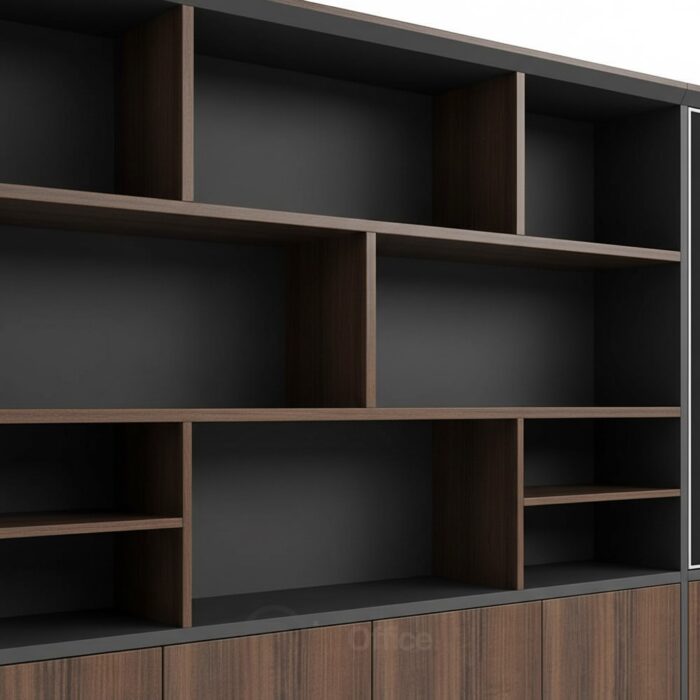 Bibliothèque de bureau en bois MDF effet noyer - Design moderne 240x40x200 cm | Big Office Maroc – Image 3