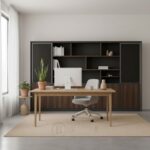 Bibliothèque de bureau en bois MDF effet noyer - Design moderne 240x40x200 cm | Big Office Maroc – Image 6