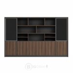 Bibliothèque de bureau en bois MDF effet noyer - Design moderne 240x40x200 cm | Big Office Maroc