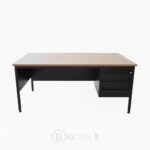 Bureau Atlas – Bureau de travail en métal avec plateau en bois effet noyer