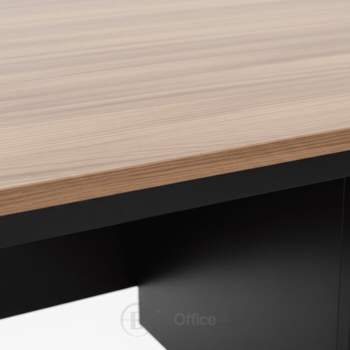 Bureau Atlas – Bureau de travail en métal avec plateau en bois effet noyer – Image 4