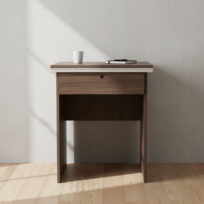 Bureau Compact 60 cm avec Tiroir - Modèle 606 - Bois Foncé – Image 3