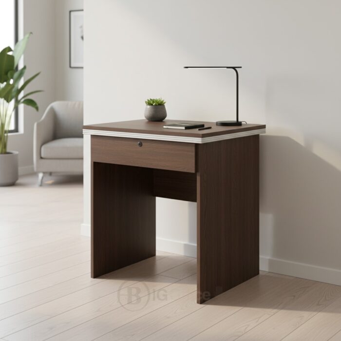 Bureau Compact 60 cm avec Tiroir - Modèle 606 - Bois Foncé – Image 4