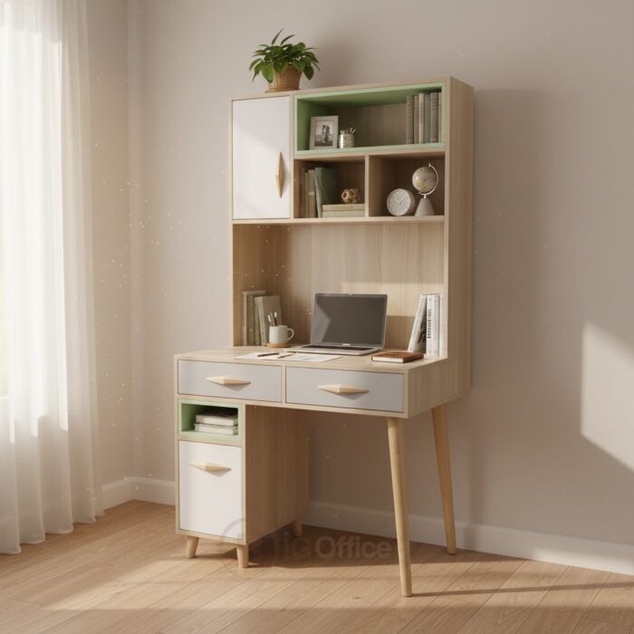 Bureau d’Écriture avec Rangements et Tiroirs – Design Scandinave – L90 x P55 x H175 cm – Image 5